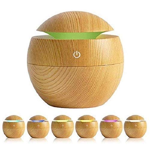 Light Wood Humidifier - Wooden Humidifier Aroma Diffuser with Led Night Light Colorful Change for Car, Office, Babies, humidifiers for home, air humidifier for room