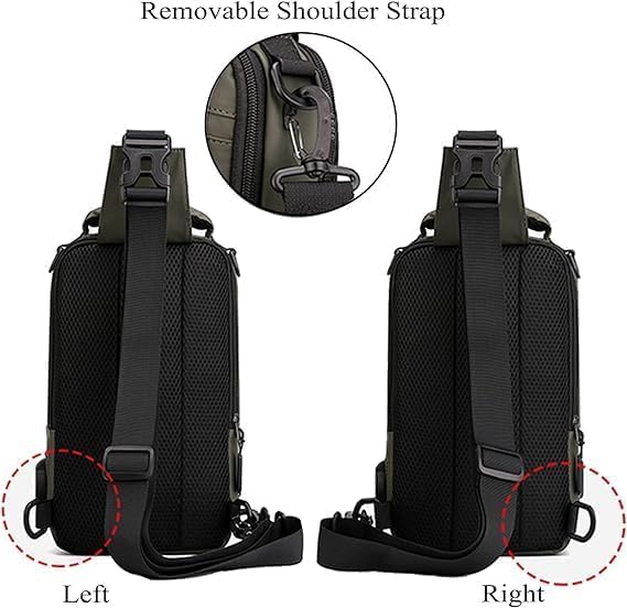 USB CROSS BACKPACK BAG     Bag cross backpack Sling For Men Messenger Bag Nylon Waterproof Sling Backpack Bag with USB Charging Port for Travel Hiking Jogging Gym Picnic & Casual Chest Bag for Men