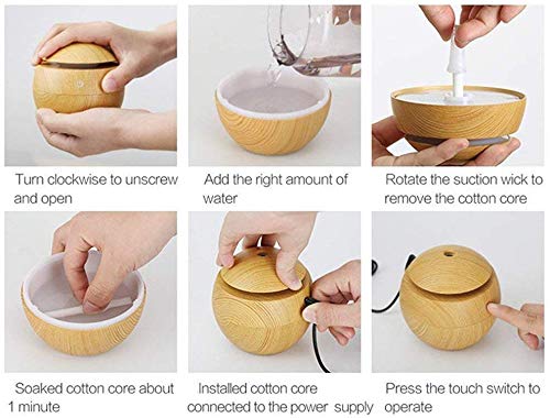 Light Wood Humidifier - Wooden Humidifier Aroma Diffuser with Led Night Light Colorful Change for Car, Office, Babies, humidifiers for home, air humidifier for room