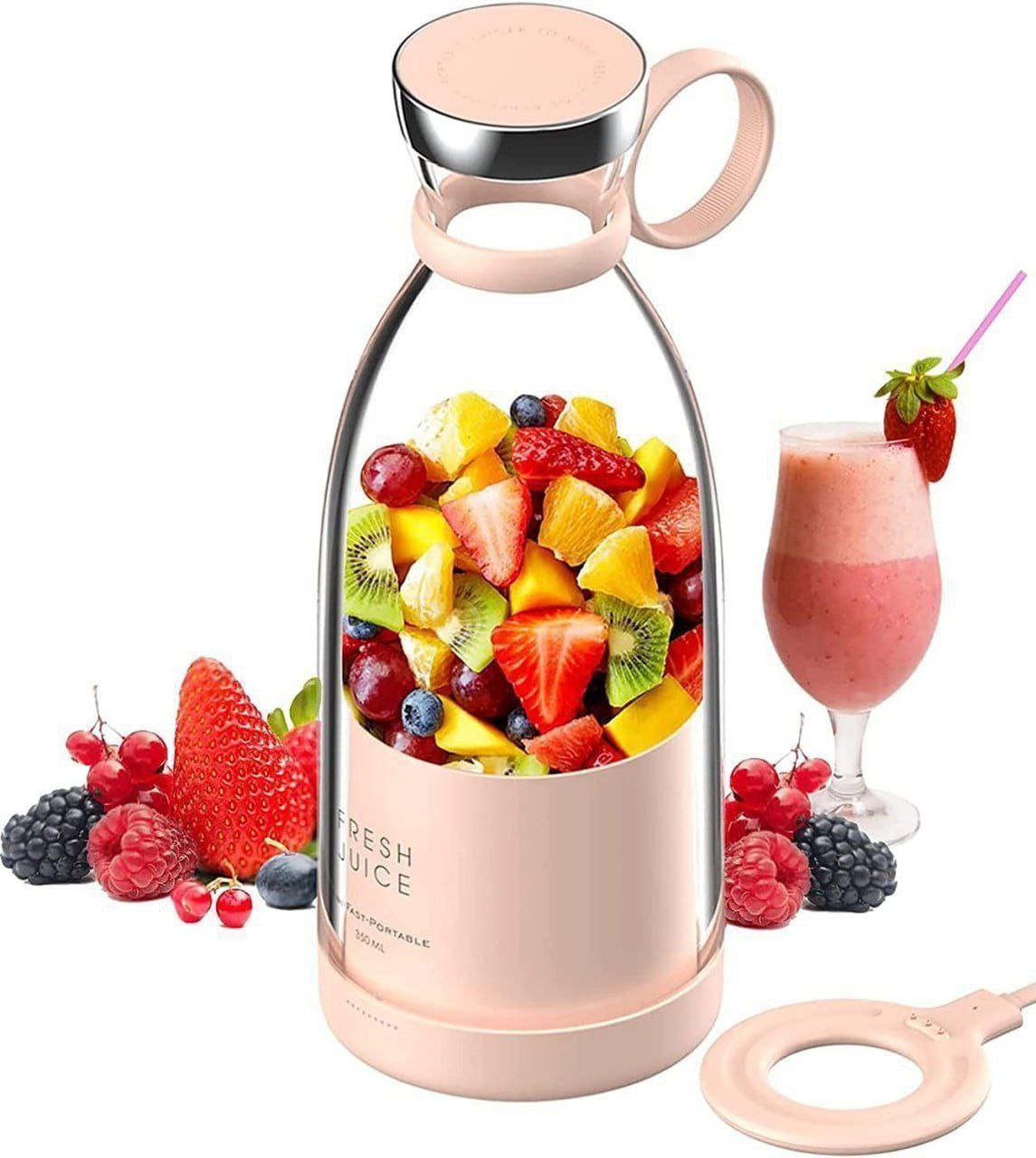 PORTABLE JUICER, USB GRINDER MIXER, ELECTRIC USB JUICER MINI BOTTLE SHAPE Maker Portable Blender, Multi functional Personal Size Blender with USB Rechargeable, Mini Smoothie Blender , Hand Blender for Home Office Gym Travel