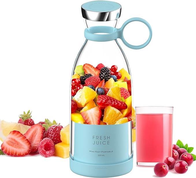 PORTABLE JUICER, USB GRINDER MIXER, ELECTRIC USB JUICER MINI BOTTLE SHAPE Maker Portable Blender, Multi functional Personal Size Blender with USB Rechargeable, Mini Smoothie Blender , Hand Blender for Home Office Gym Travel