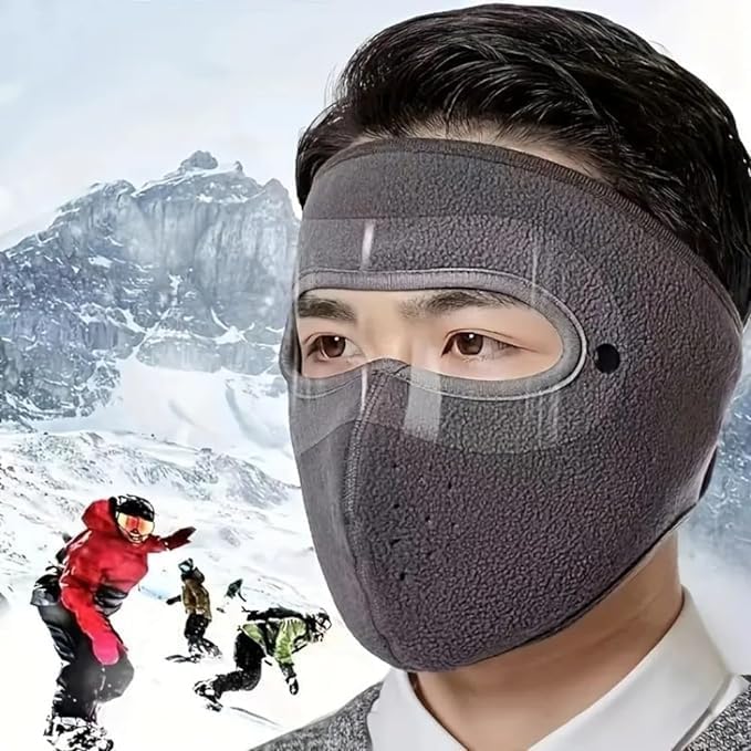 Winter Windproof Fleece Face Mask | Removable Lens | Full Face Protection for Bike Rides | Warm, Breathable, and Adjustable Velcro Design