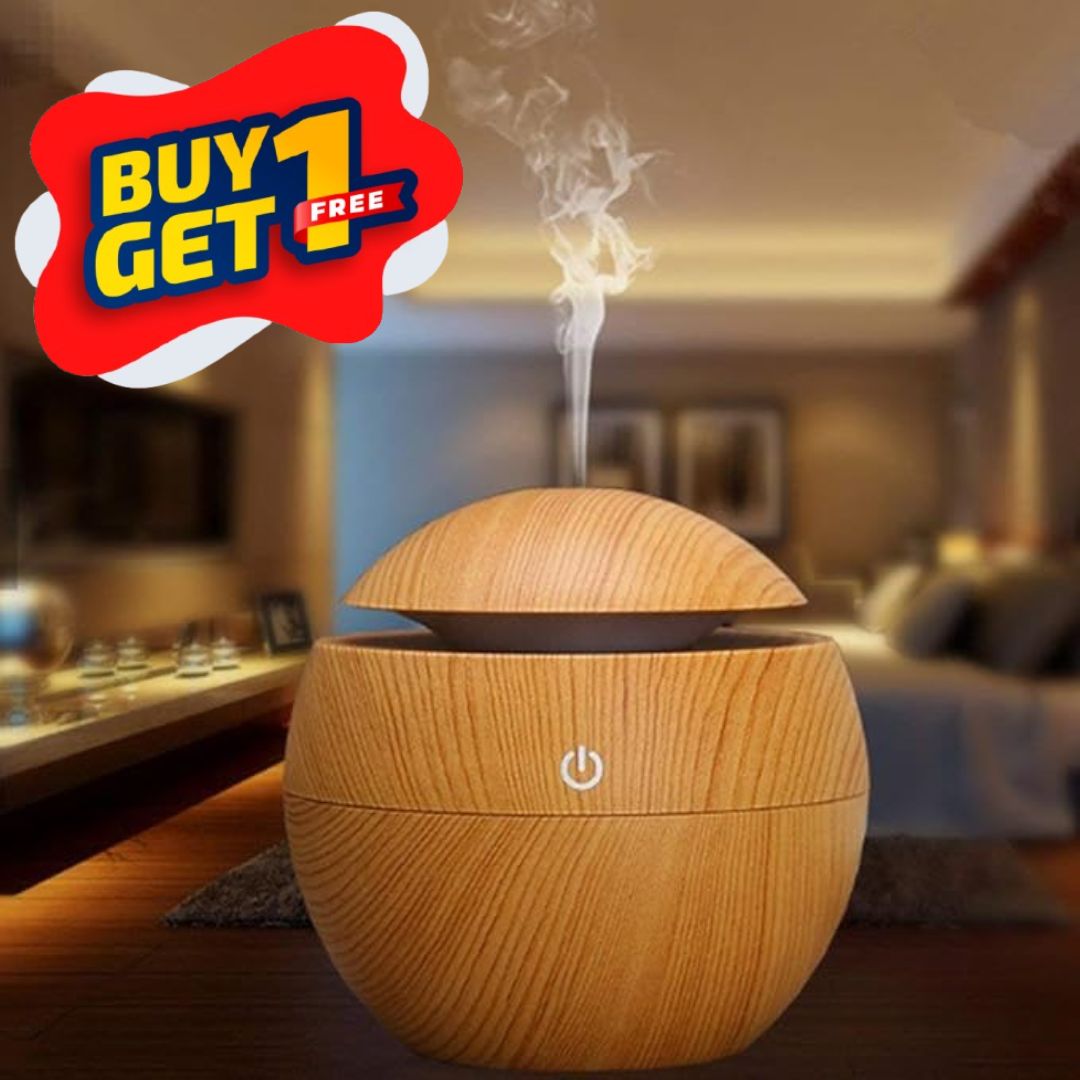 Light Wood Humidifier - Wooden Humidifier Aroma Diffuser with Led Night Light Colorful Change for Car, Office, Babies, humidifiers for home, air humidifier for room