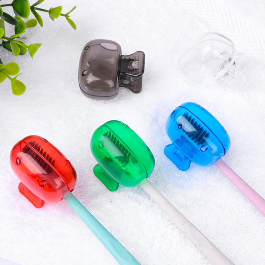 Waenerec Toothbrush Head Cover Cap 6 Pack Toothbrush Coverings Clips Portable Toothbrush Protector Toothbrush Storage Head Cover for Bathroom Home Travel Toothbrush Case, Blue, Red, Gray, Green, Clear, Toothbrush Head Cover Cap